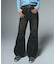 FLOCKED DENIM FLARE PANTS