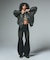 FLOCKED DENIM FLARE PANTS