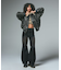 FLOCKED DENIM FLARE PANTS