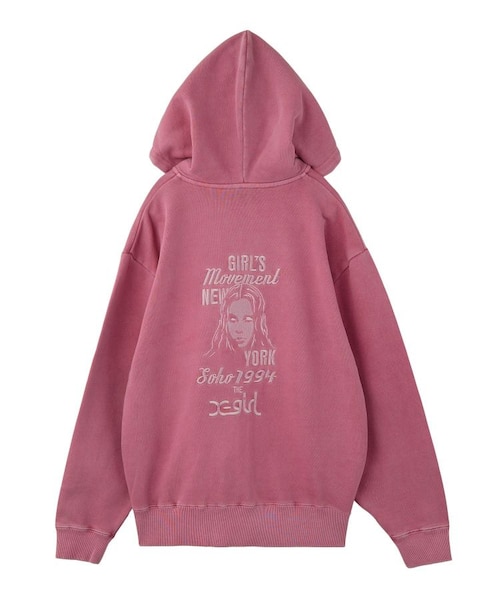 MIX LOGO & FACE FADED ZIP UP SWEAT HOODIE｜エックスガールの通販