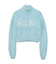 LOGO JACQUARD ZIP UP SHAGGY KNIT TOP