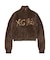 LOGO JACQUARD ZIP UP SHAGGY KNIT TOP