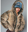 LOGO PATCHED FAUX FUR HOODED JACKET