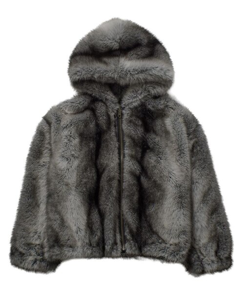 LOGO PATCHED FAUX FUR HOODED JACKET｜エックスガールの通販｜&mall