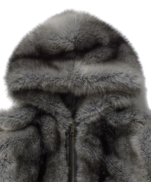 LOGO PATCHED FAUX FUR HOODED JACKET｜エックスガールの通販｜&mall