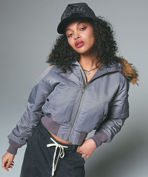 FAUX FUR HOODED JACKET｜エックスガールの通販｜&mall（アンドモール