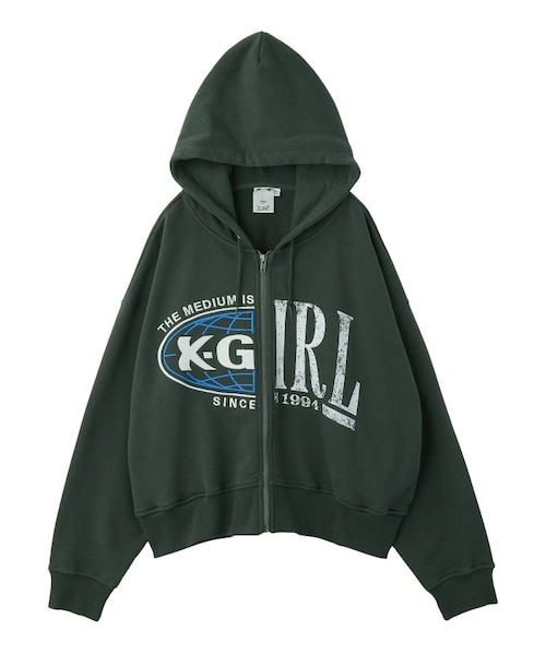PANELED GRAPHIC ZIP UP SWEAT HOODIE｜エックスガールの通販｜&mall