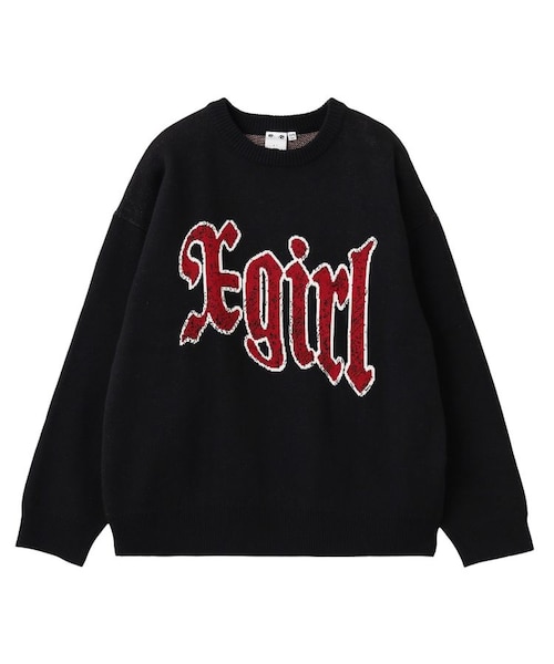 SCRATCHED LOGO JACQUARD KNIT TOP｜エックスガールの通販｜&mall