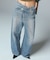 ASYMMETRIC WAIST BARREL LEG DENIM PANTS
