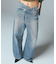 ASYMMETRIC WAIST BARREL LEG DENIM PANTS