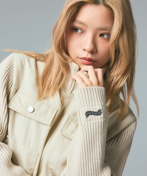 【X-girl】FADED RIBBED SLEEVE JACKET FADED RIBBED SLEEVE JACKET｜エックスガールの通販｜&mall（アンド