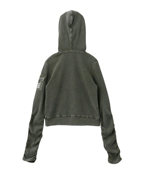 FADED WOVEN MIX HALF ZIP HOODED TOP｜エックスガールの通販｜&mall