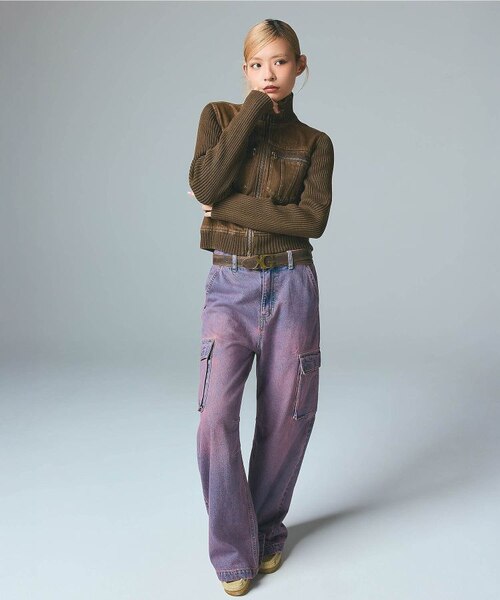 FADED RIBBED SLEEVE JACKET｜エックスガールの通販｜&mall（アンド