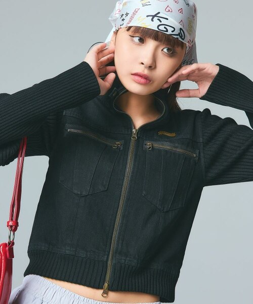 FADED RIBBED SLEEVE JACKET｜エックスガールの通販｜&mall（アンド