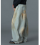 FADED FACE LABEL WIDE BAGGY DENIM PANTS