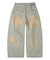 FADED FACE LABEL WIDE BAGGY DENIM PANTS