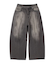 FADED FACE LABEL WIDE BAGGY DENIM PANTS
