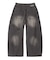 FADED FACE LABEL WIDE BAGGY DENIM PANTS
