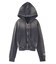 FACE LABEL WASHED COMPACT ZIP UP SWEAT HOODIE