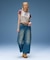 FADED 2WAY WIDE LEG DENIM CARGO PANTS