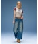 FADED 2WAY WIDE LEG DENIM CARGO PANTS