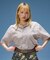 ARCH LOGO AND FACE OPEN COLLAR CROPPED SHIRT