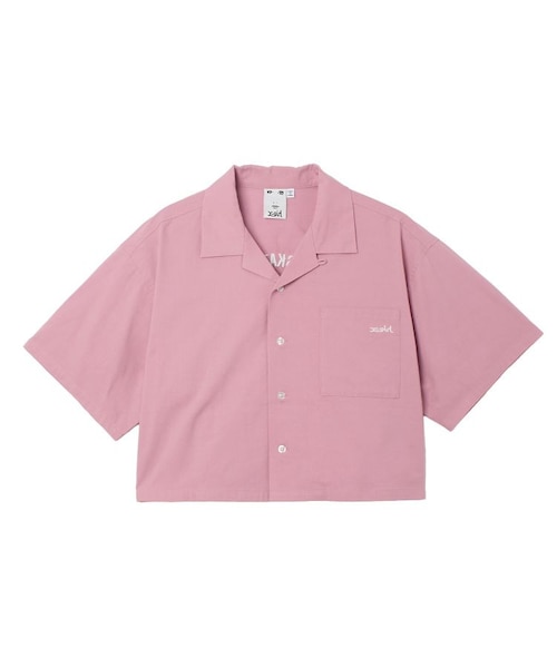 ARCH LOGO AND FACE OPEN COLLAR CROPPED SHIRT｜エックスガールの通販