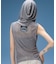 SHEER SLEEVELESS RIBBED HOODED TOP