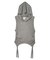 SHEER SLEEVELESS RIBBED HOODED TOP
