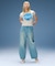 TUCK WIDE LEG DENIM PANTS