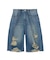 EMBLEM POCKET DISTRESSED DENIM SHORTS