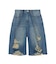 EMBLEM POCKET DISTRESSED DENIM SHORTS