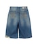 EMBLEM POCKET DISTRESSED DENIM SHORTS