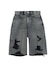 EMBLEM POCKET DISTRESSED DENIM SHORTS