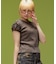 FADED LACED UP SLEEVE S/S COMPACT TOP