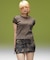 FADED LACED UP SLEEVE S/S COMPACT TOP