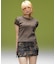 FADED LACED UP SLEEVE S/S COMPACT TOP