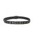 METAL LOGO STUDDED FAUX LEATHER BELT