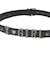 METAL LOGO STUDDED FAUX LEATHER BELT
