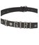 METAL LOGO STUDDED FAUX LEATHER BELT