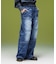 FADED WIDE LEG FLARE DENIM PANTS