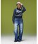 FADED WIDE LEG FLARE DENIM PANTS
