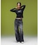 FADED WIDE LEG FLARE DENIM PANTS
