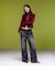 VELOUR AND KNIT ZIP UP TOP