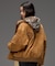 DETACHABLE FAUX FUR COLLAR PATCHED LOGO JACKET