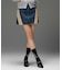 CONTRAST PANELED DENIM MINI SKIRT