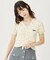 FLOWER EMBROIDERY SHIRRING S/S TOP