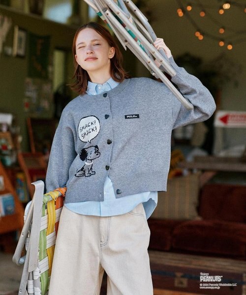 【新品タグ付き】 MILKFED.x PEANUTS スヌーピー カーディガン MILKFED.x PEANUTS 75th KNIT CARDIGAN｜ミルクフェドの通販｜&mall