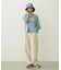 FLORAL PATTERN DENIM FRINGE BUCKET HAT