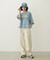 FLORAL PATTERN DENIM FRINGE BUCKET HAT